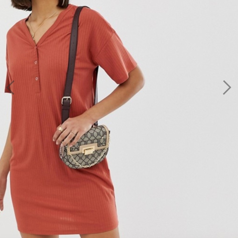 ASOS DESIGN popper front t-shirt dress